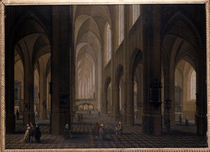 Interior of a Gothic Church by Pierre Joseph Lafontaine